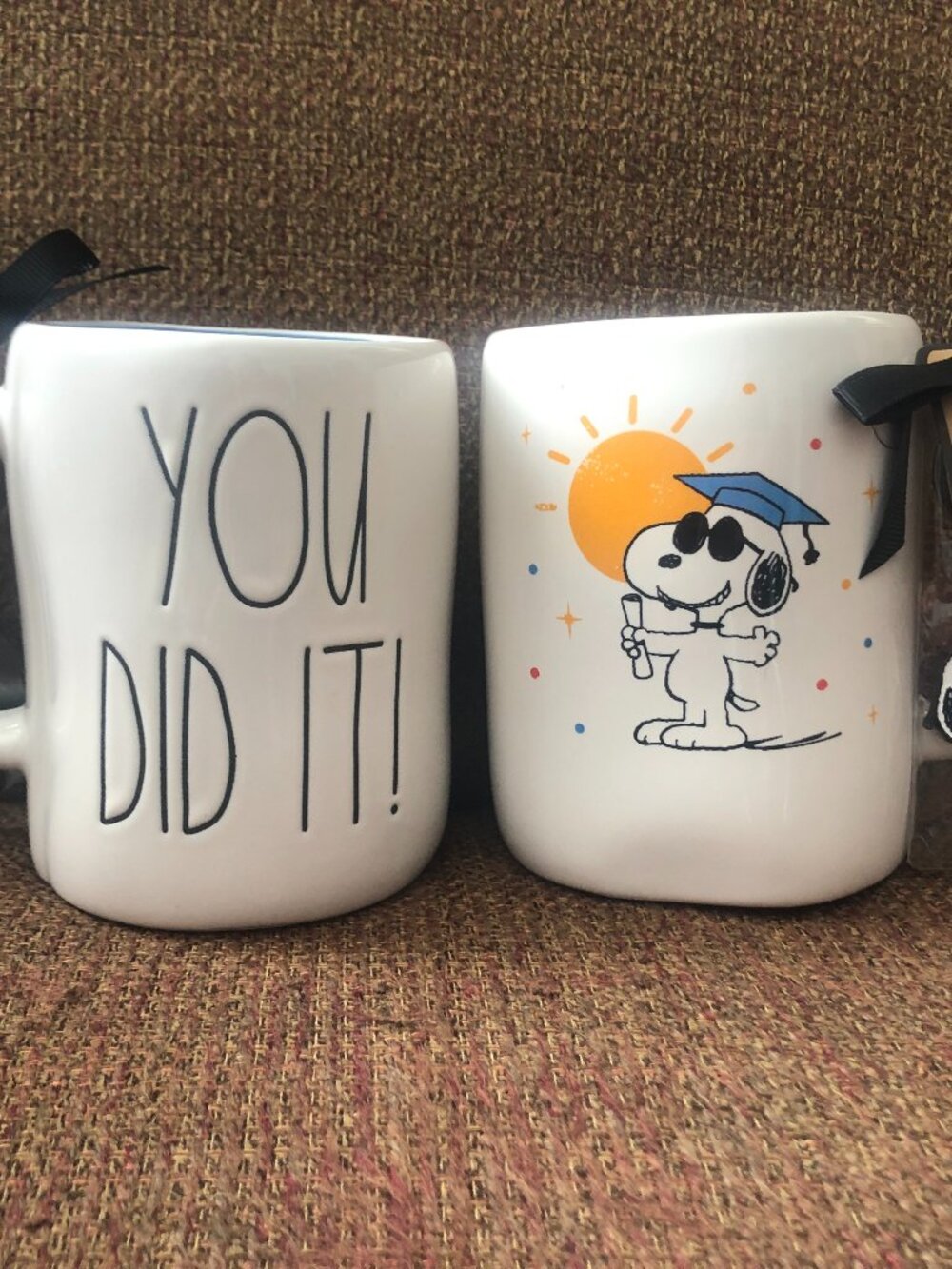 NWT Rae Dunn Peanuts Snoopy Graduation Mug "You Did It" w/ Snoopy Keychain